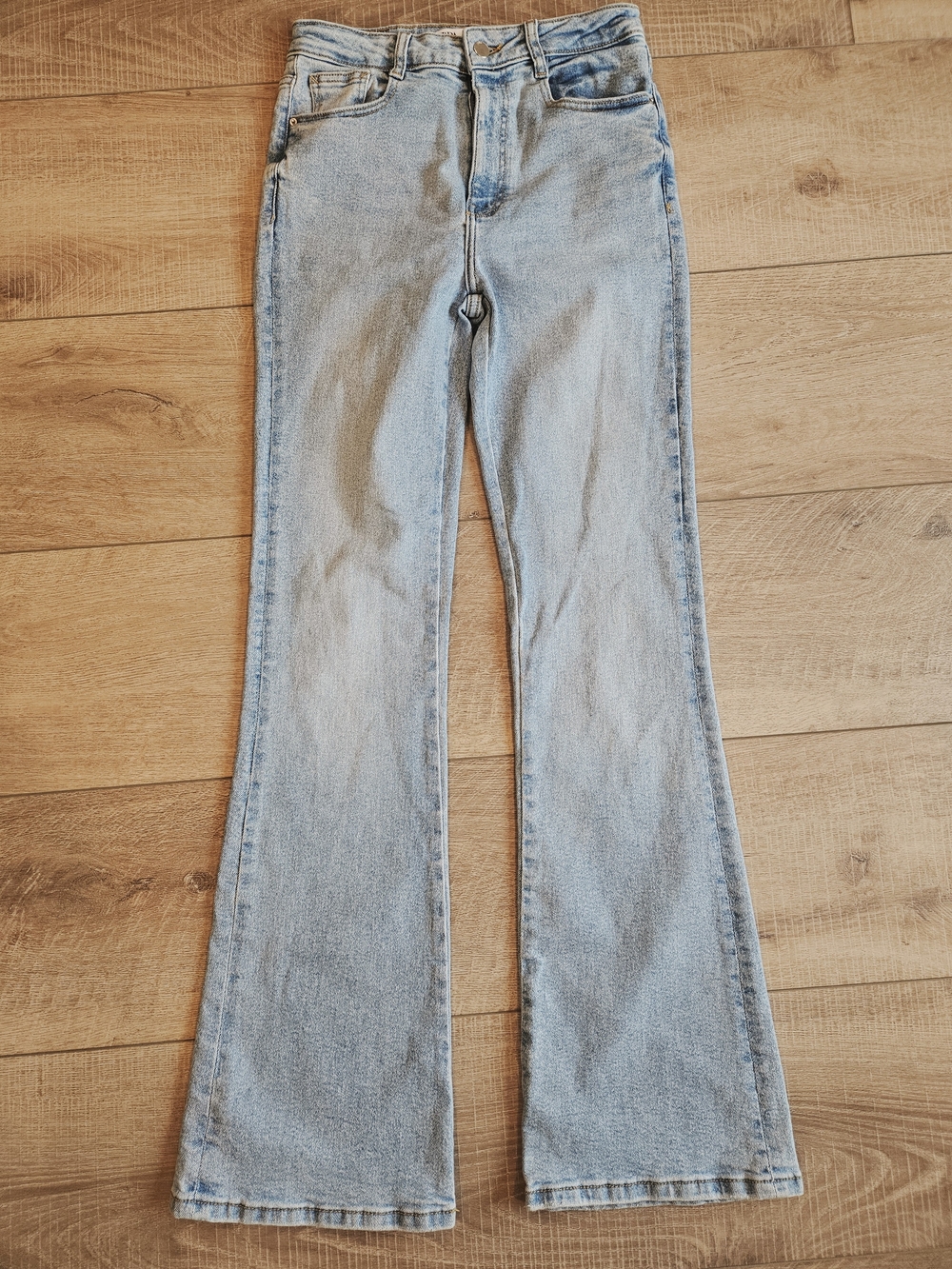 Zara Light Wash High Rise Flare Jeans Size 6 (EU 38) Stretch Denim 32" Inseam